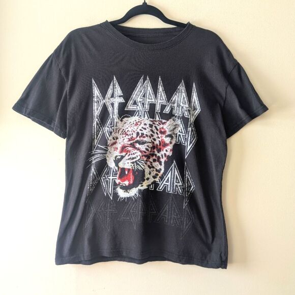 Def Leppard Graphic T-Shirt Women's Large Black Rock Festival Music Vintage - Picture 2 of 5